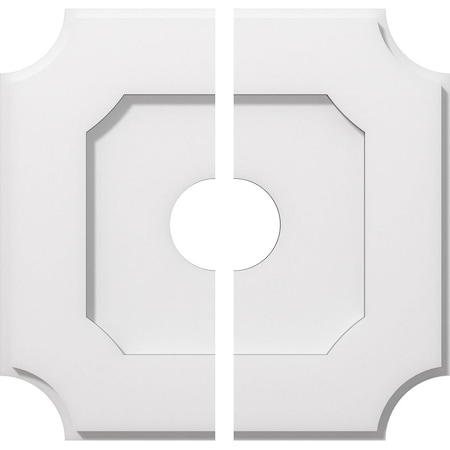 Ekena Millwork Locke Architectural Grde PVC Contemporary Ceiling Medallion, Two Piece, 14"OD x 3"ID x 8 1/4"C x 1"P CMP14LE2-03000